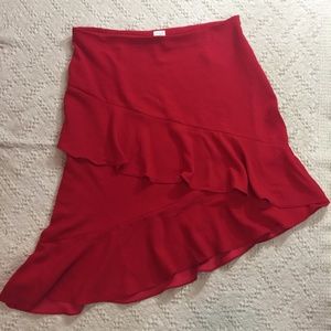 NWT Red Midi Ruffle Skirt